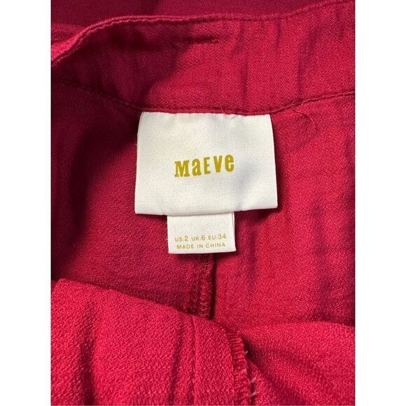 Anthropologie Maeve women’s wide leg deep red belted pants size 2. #33-1890 - Picture 3 of 5